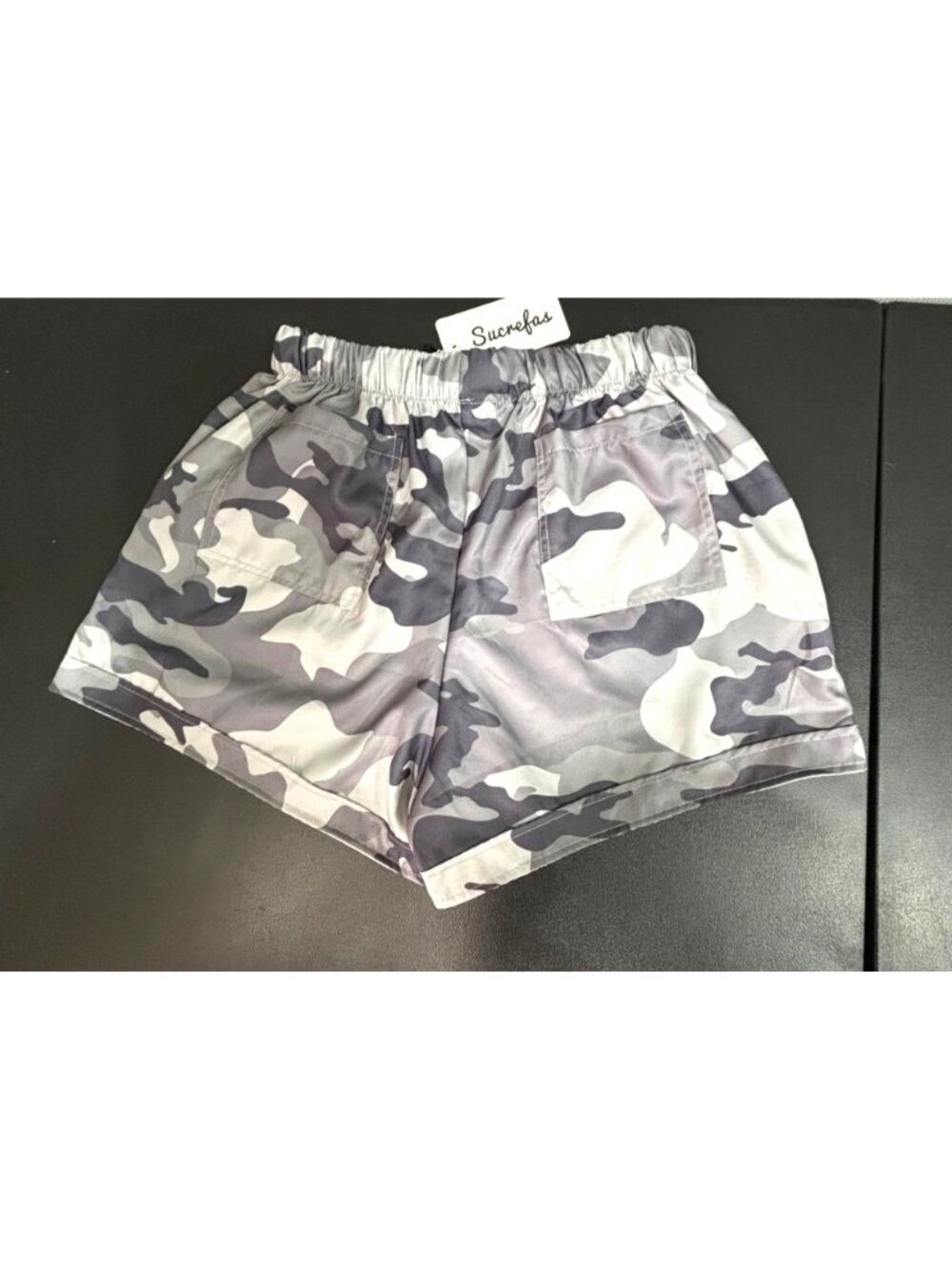 NWT Sucrefas Men’s Gray Camo Drawstring Cotton Blend Shorts Size L - Picture 2 of 10